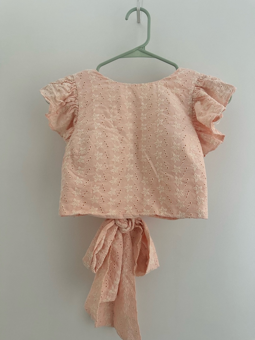 Love Bonito Soft Pink Eyelet Tie-Back Blouse